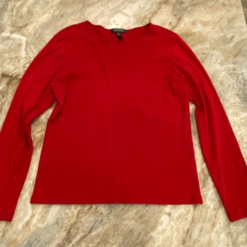 LRL Ralph Lauren Shirt Womens Red Long Sleeve Top Size Large